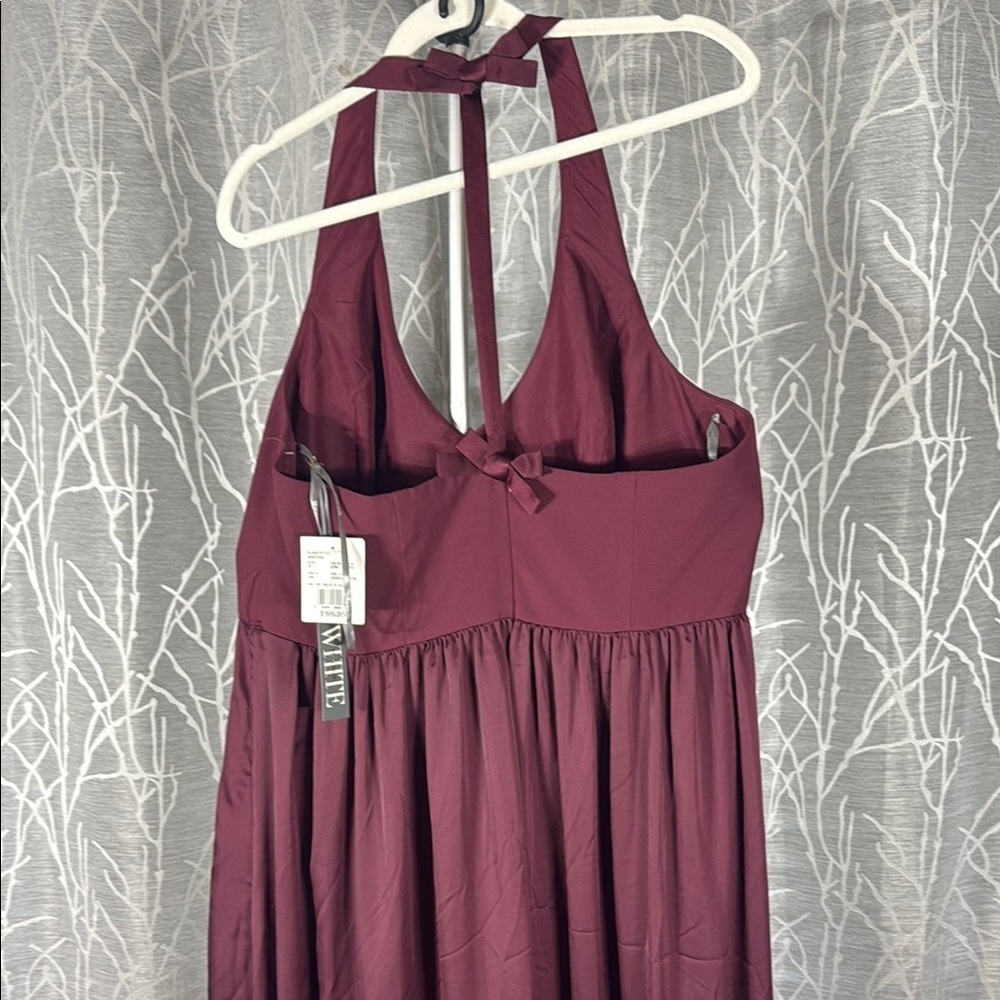 Vera Wang White Halter Maxi Dress Burgundy Size 18 NWT - Picture 7 of 8